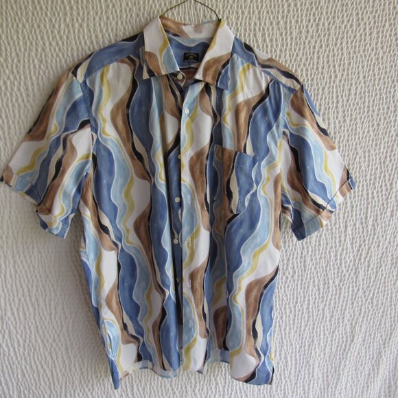 Solemare Maus & Hoffman Mens XL Button Up Shirt All Over Print Sea Sand - Picture 5 of 10